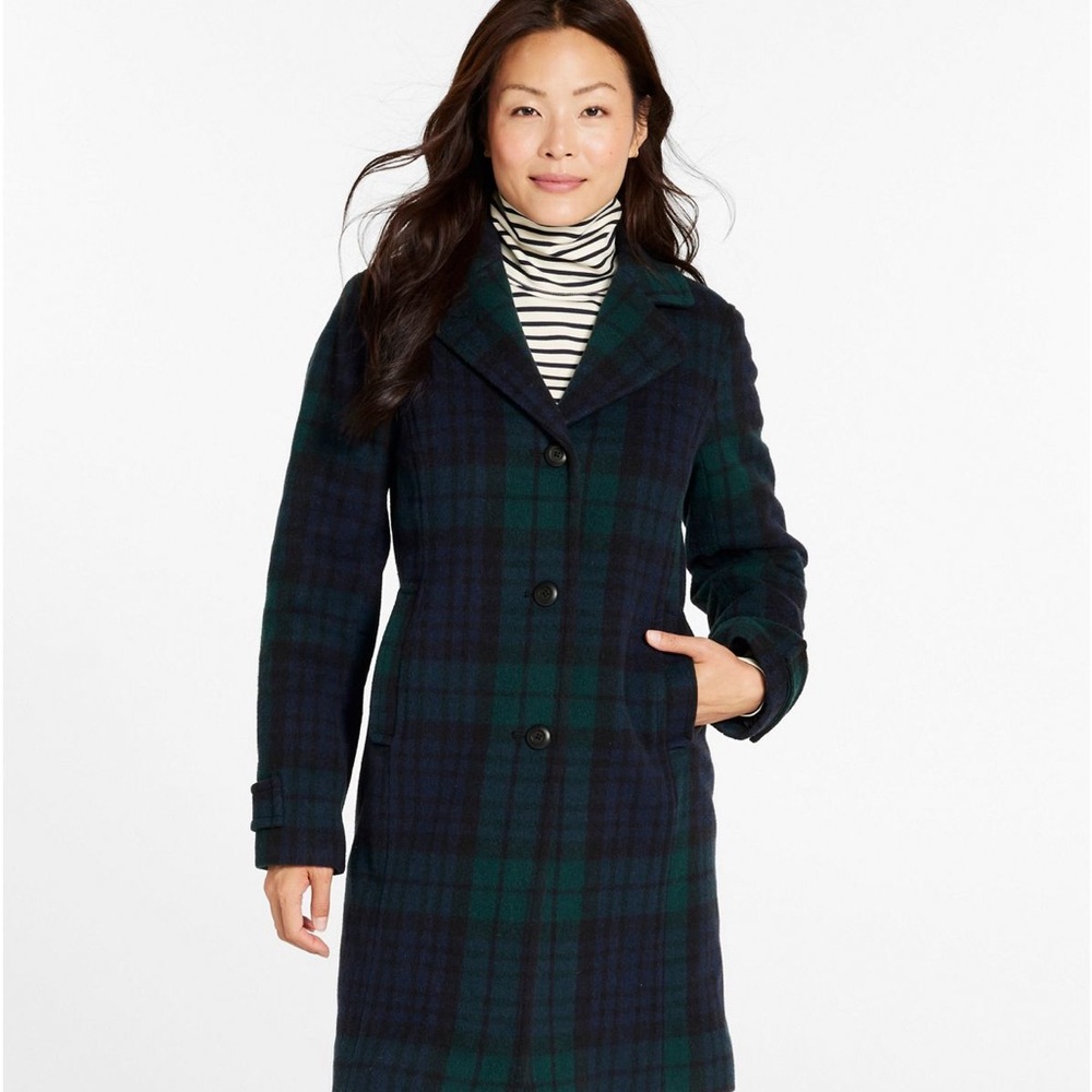 L.L.Bean Lambswool Polo Coat 3/4 Pattern